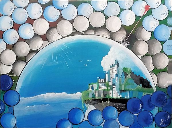 2017. Het begin, veel emoties. Nog nooit echt geschilderd met acrylverf. Moto ¨Niet nadenken maar doen.¨